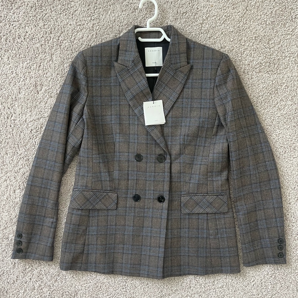 Sandro Plaid Blazer NWT